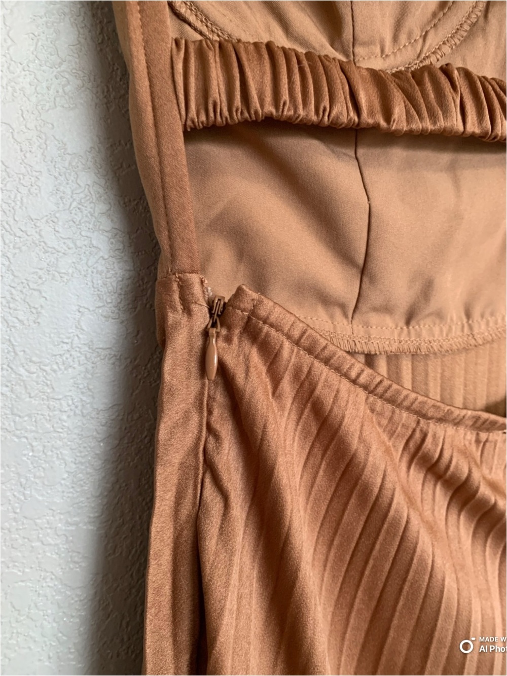 Lulu's Strapless Pleated Midi Dress in Chestnut Brown - Picture 8 of 15